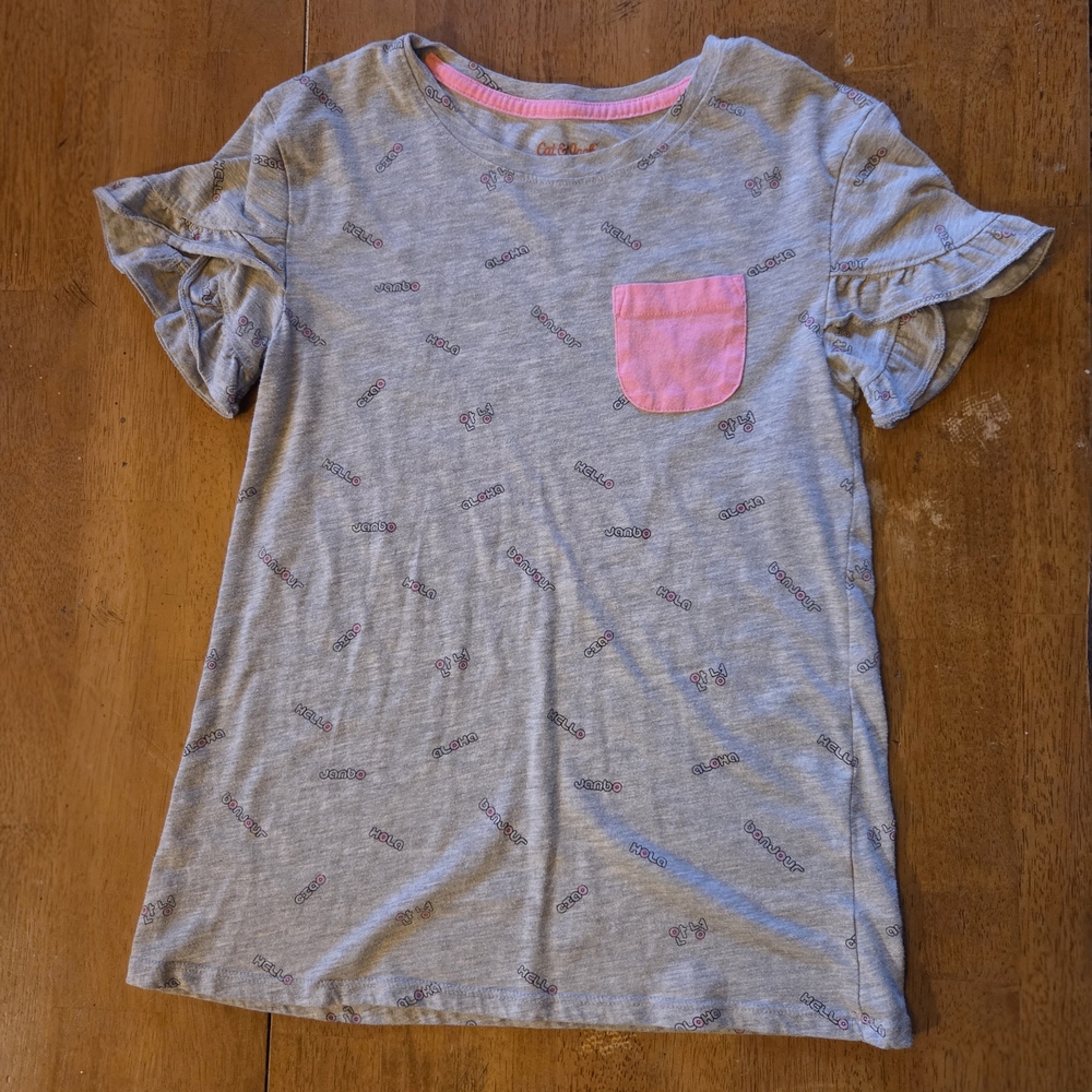 Cat & Jack Gray Tee with Pink Pocket